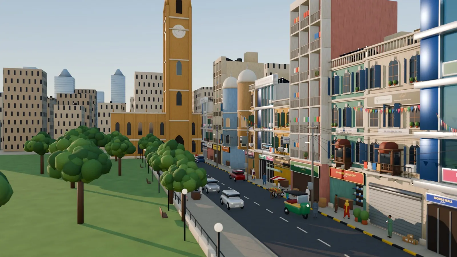 A miniature Karachi bazaar at golden hour, from EzVenda’s film